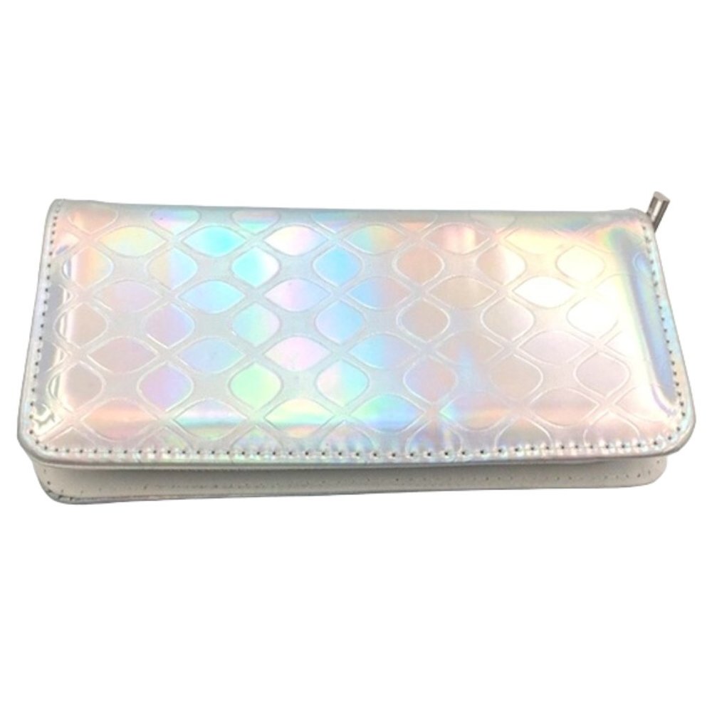 Shiny Silver Diamond Shaped Pattern Zip Flap Wall… - image 3